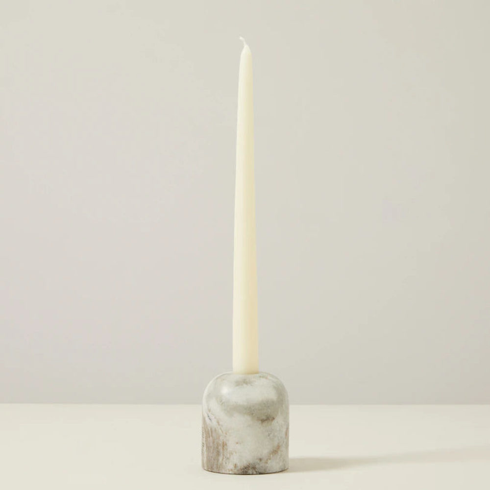 TAPER/TEALIGHT CANDLE HOLDER, LARGE WHITE MARBLE